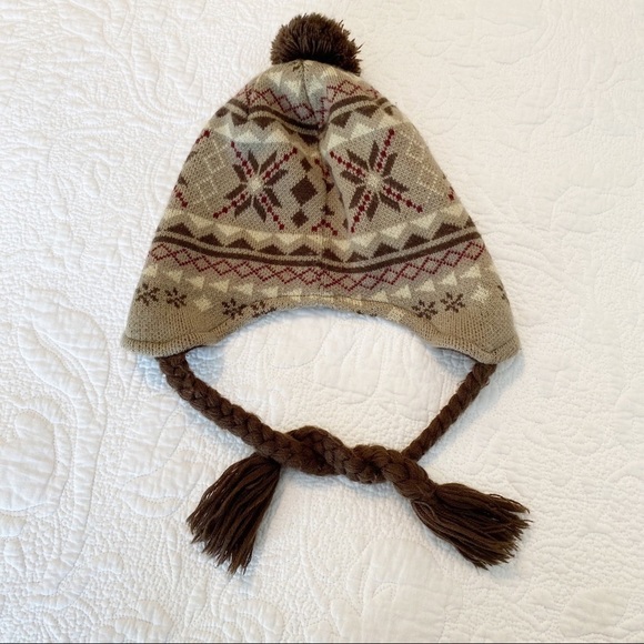 Lids Pom Pom Tassel Tie Fair Isle Knit Beanie - Picture 2 of 8